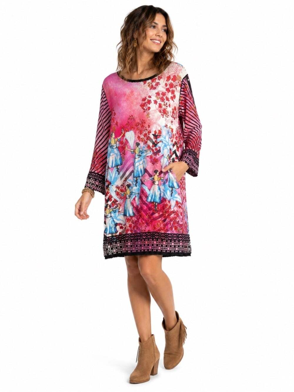 Threads & Motifs Colourful Tunic Top With Dancer Design Size Medium